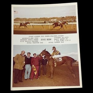 Vintage 1976 Aqueduct Horse Racing Photo Dixie Deeny Nancy Kenny